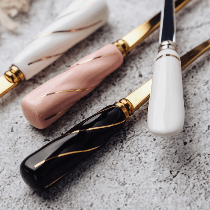 Ceramic Handle Stainless Steel Dessert Spoon