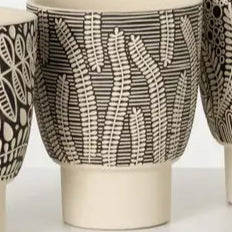 Black Botanical Patterend Pot