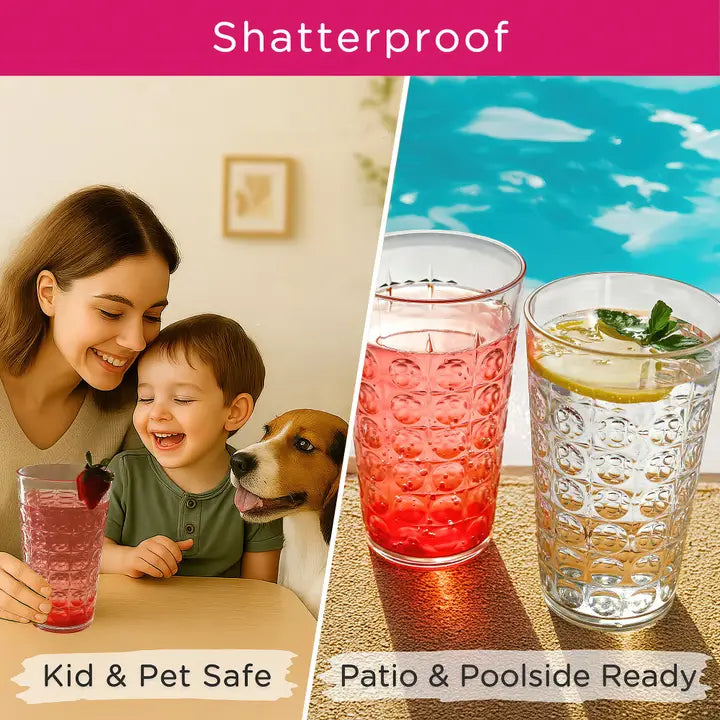 Clear Acrylic Hobnail Bubble Cups{set of 4}