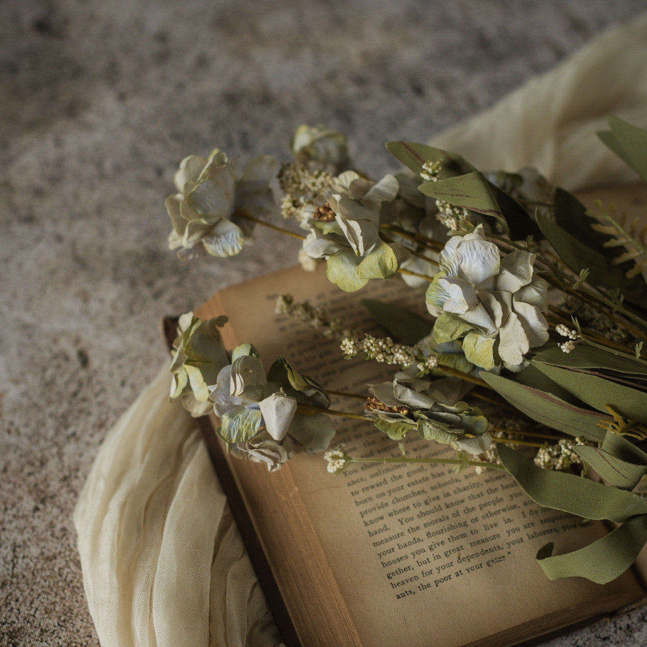 Green and Grey Wild Flower Fern Bush
