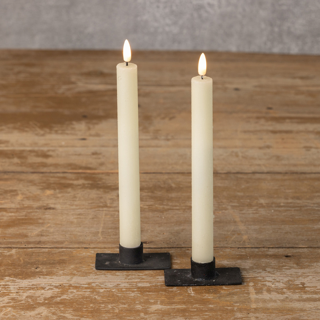3D Flame Cream Shimmer Taper Candles {Set}