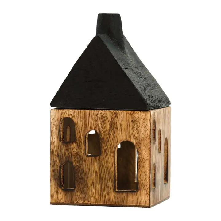 Wood House with Black Roof