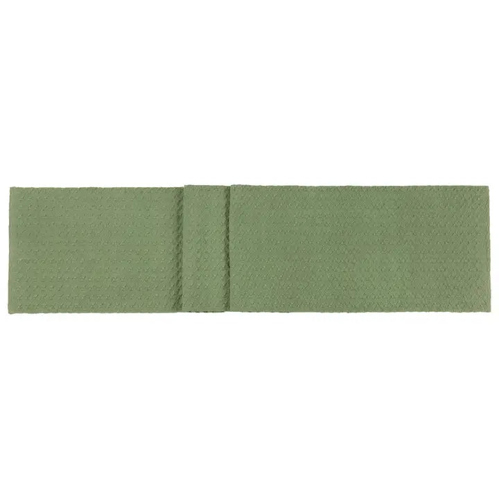 Long Sage Cobble Woven Cotton Table Runner