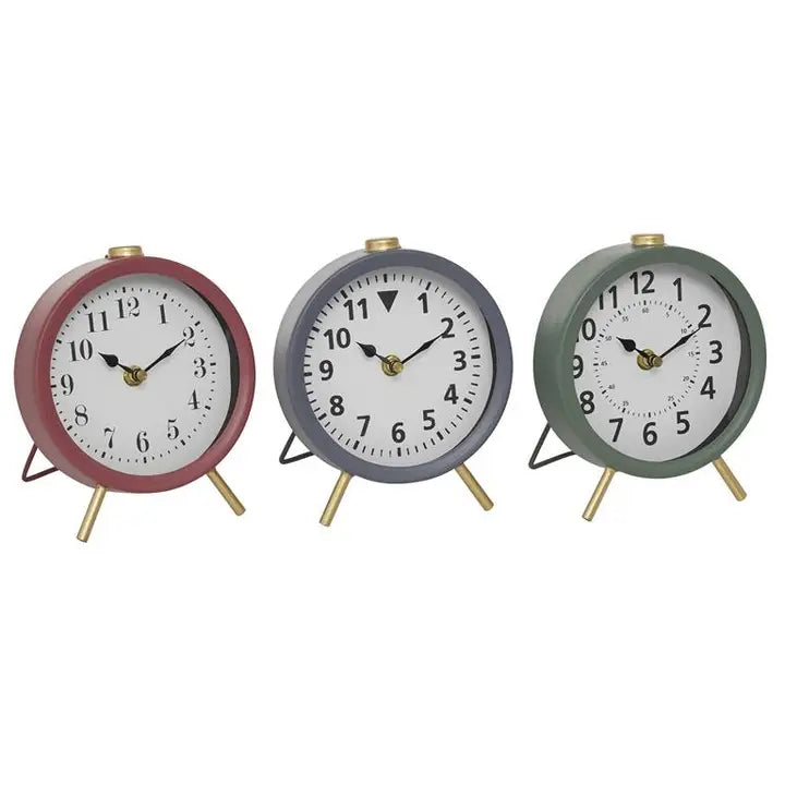 Metal Table Clock with Gold Accents