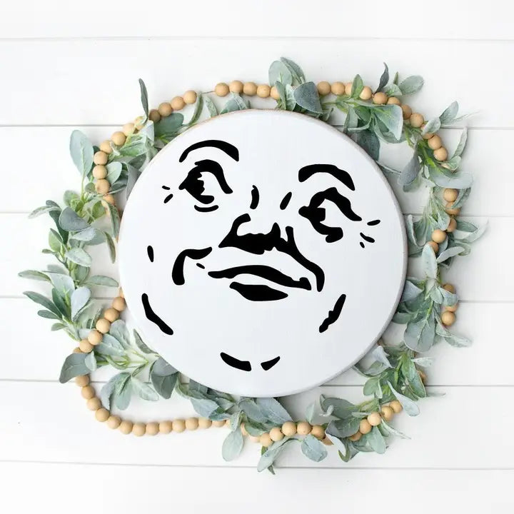 Man in the Moon Round Wood Sign