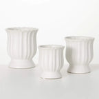 Matte White Scalloped Planter