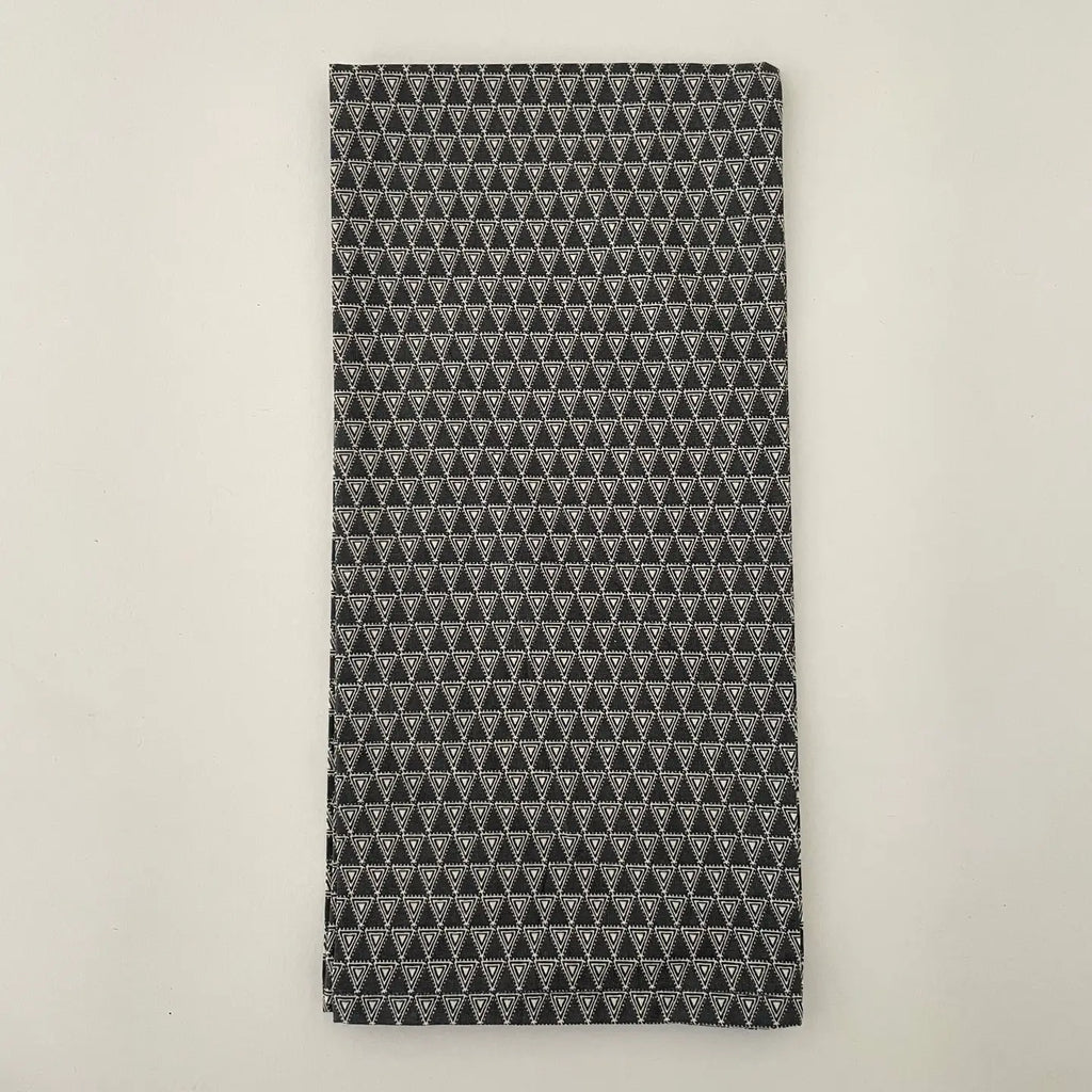 Cotton Handwoven Gray/White Triangle Print Dishtowel
