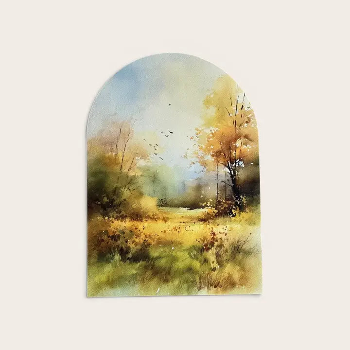 Arched Wood Frame & Art