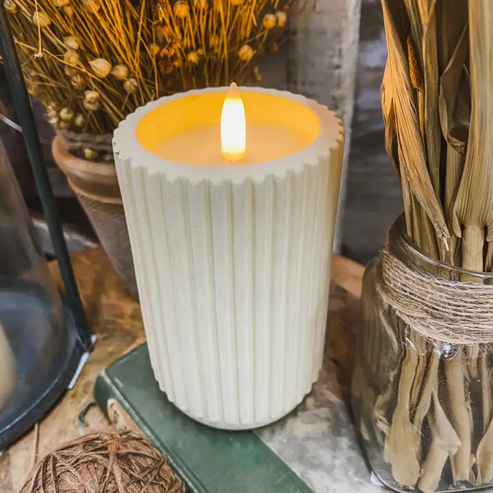 Cement Look Glow Pillar Candle