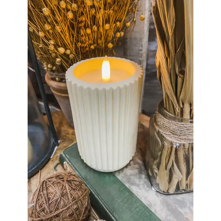 Cement Look Glow Pillar Candle