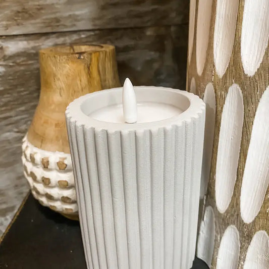 Cement Look Glow Pillar Candle