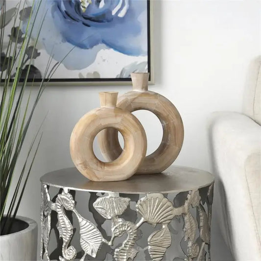 Wood Circular Vase