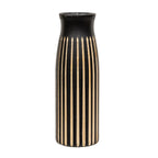 Boho Etched Black Wooden Vase