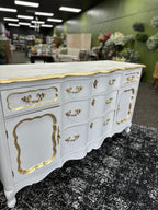 White buffet with Gold Leaf