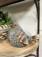 Blue Pebble Bird Figurine