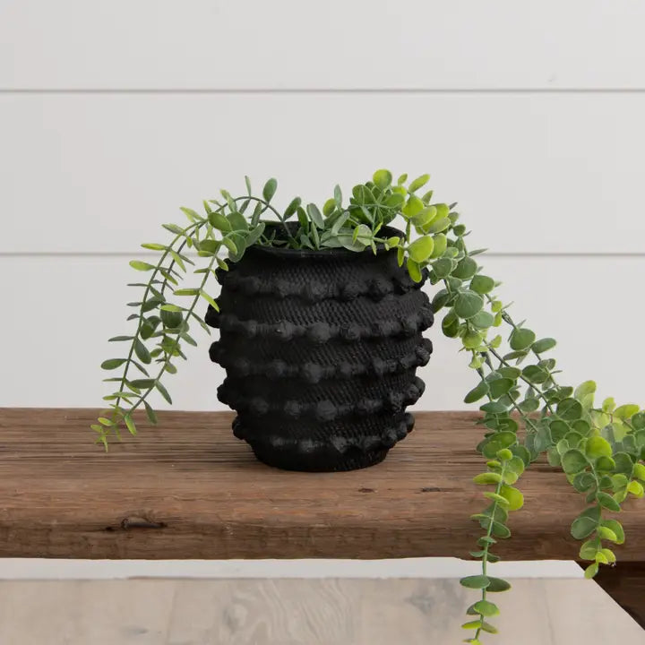 Small Black Textured Knot Cement Vase