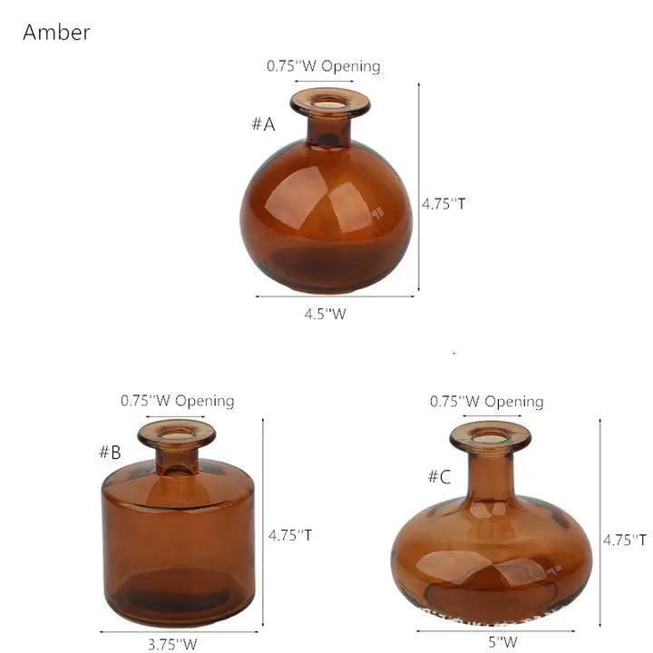 Dark Amber Medicine Bottle Bud Vases Apothecary Jars