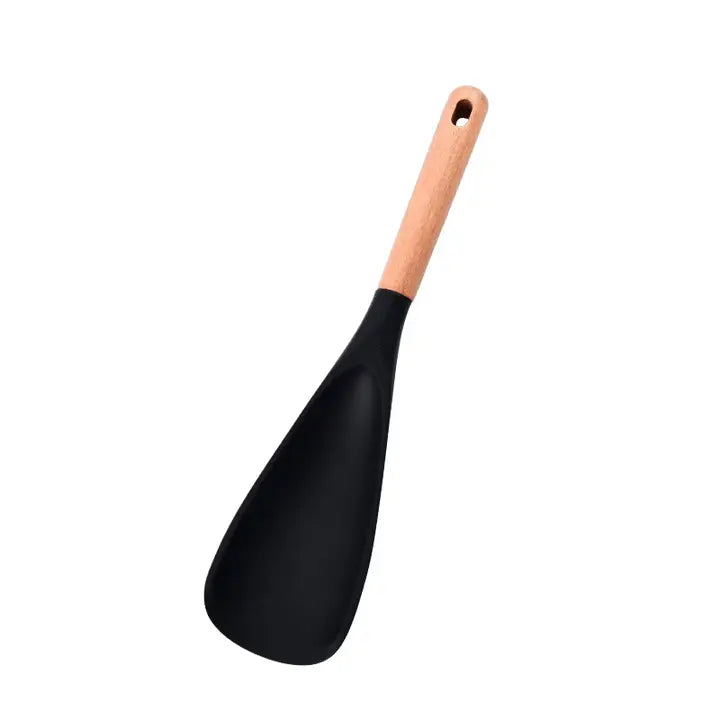 Silicone Cooking Spoon, Heat-Resistant, Wooden Hand (2 Size)