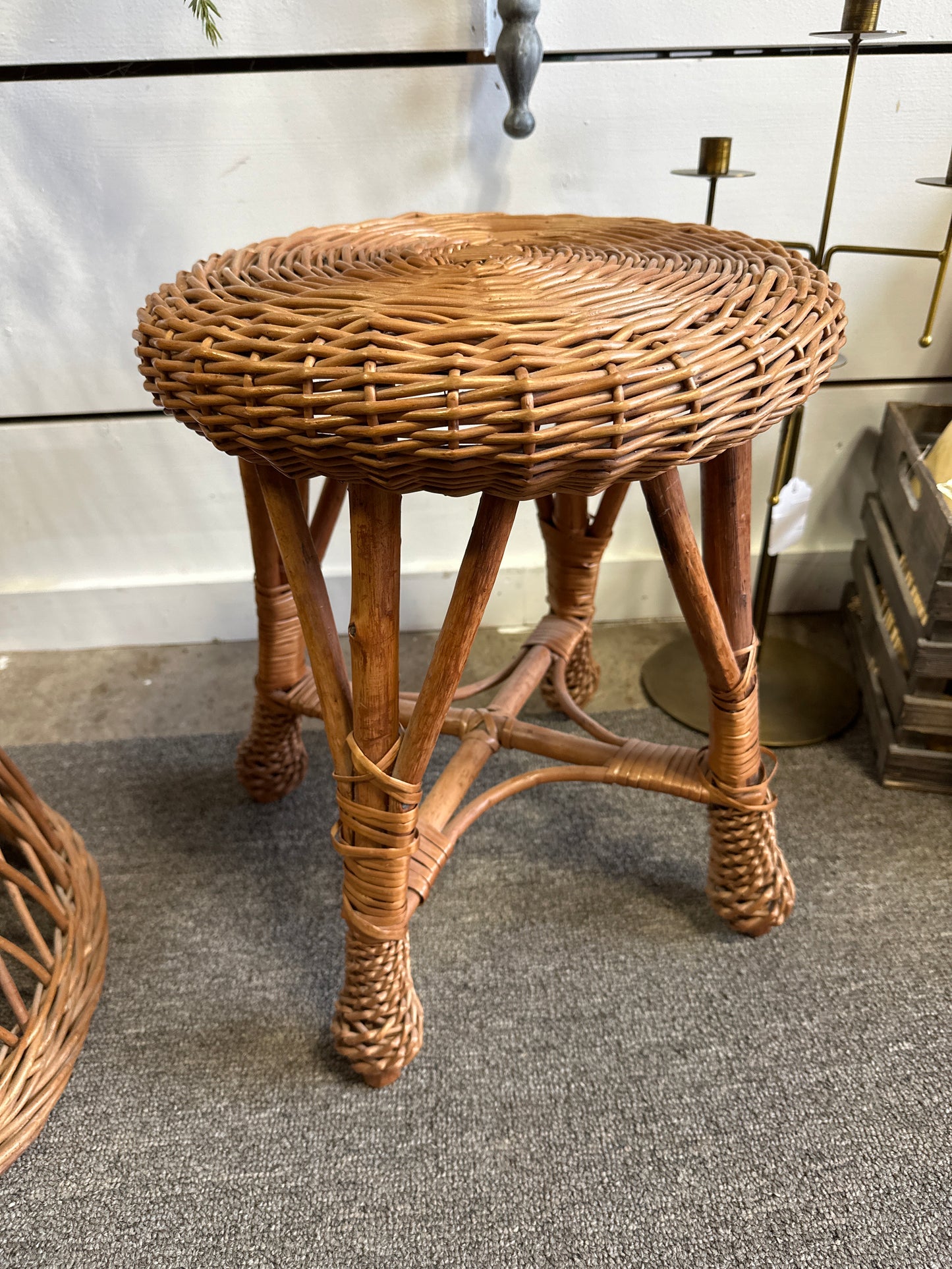 Vintage Rattan Chairs and Stool