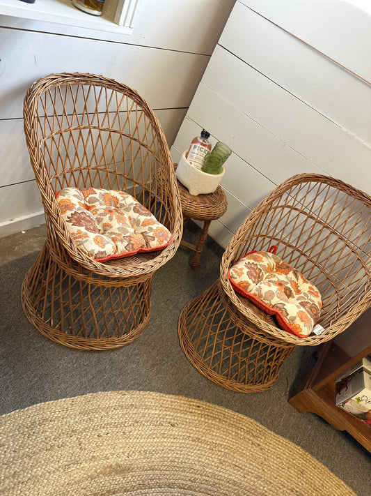 Vintage Rattan Chairs and Stool