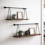 Black Wood Swing Wall Shelves