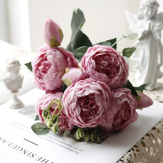 Silk Peony Flower Bunch