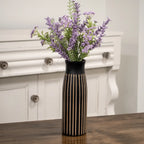 Boho Etched Black Wooden Vase