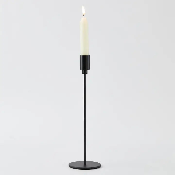 Metal Single Taper Candle Holder, Black