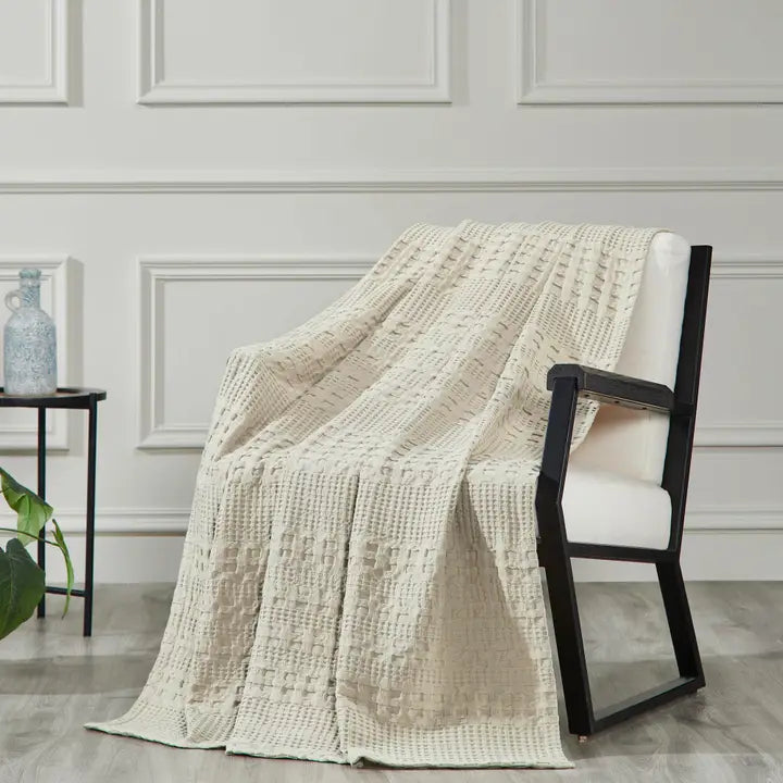 Waffle Natural Throw Blanket