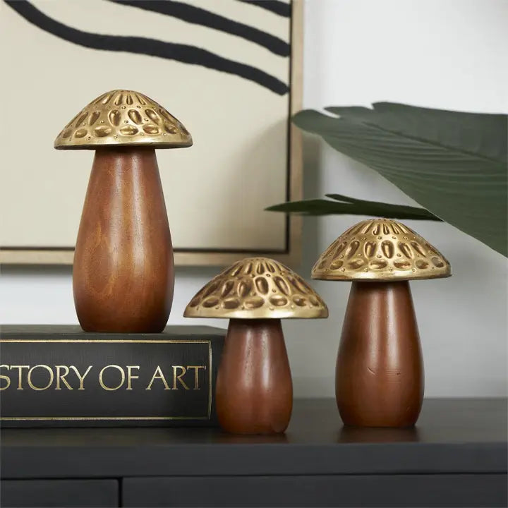 Wood Mushrooms with Gold Tops