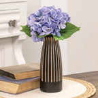 Boho Etched Black Wooden Vase