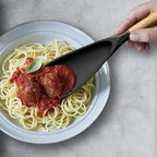 Silicone Cooking Spoon, Heat-Resistant, Wooden Hand (2 Size)