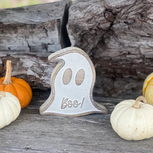 Boo Halloween Carved Ghost