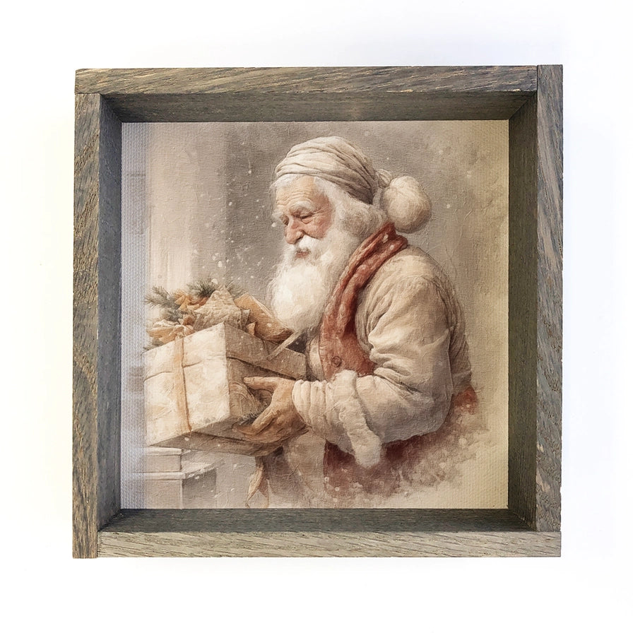 Vintage Santa Art Framed