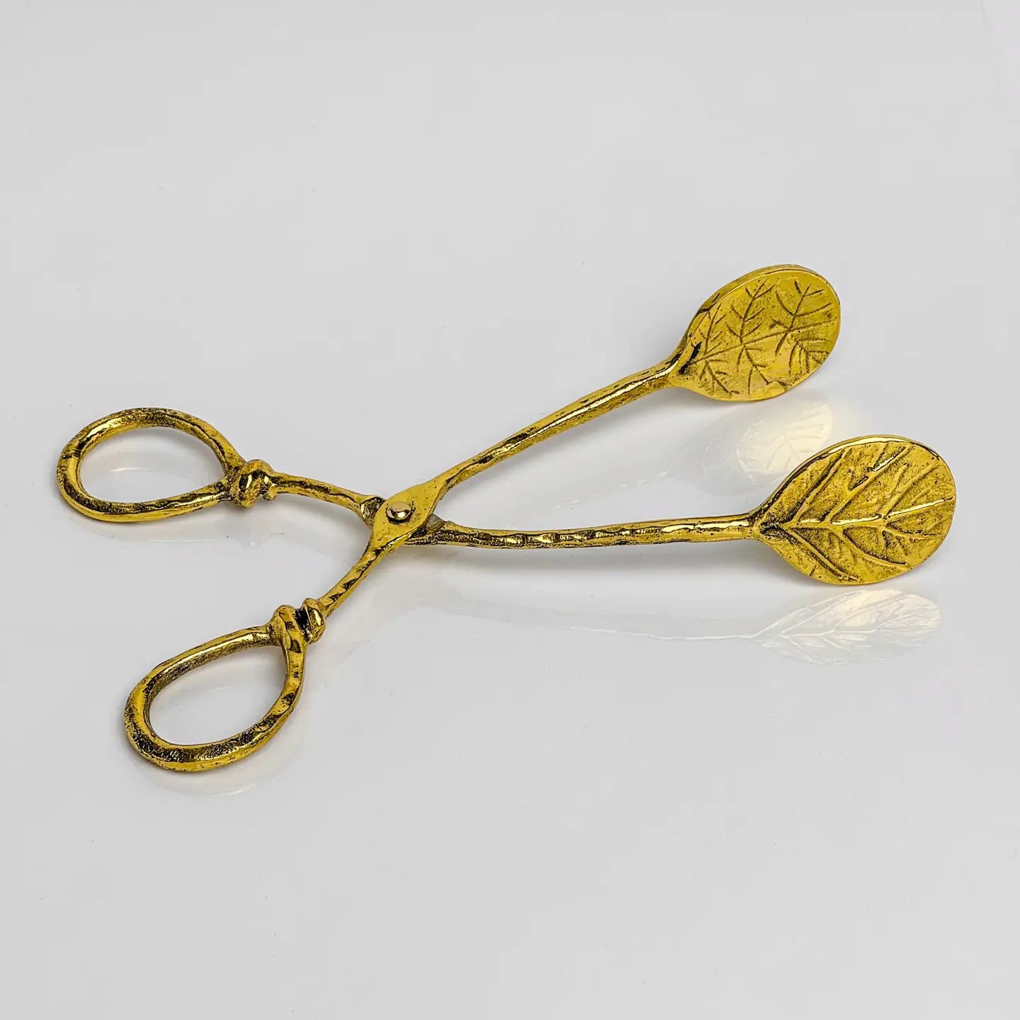 Vintage-Style Brass Leaf Serving Tongs
