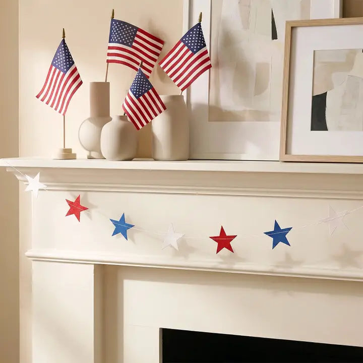 Red White and Blue Hanging Stars Garland