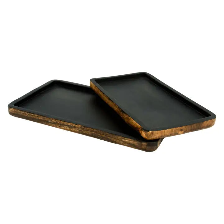 Dark Wood & Matte Black Tray