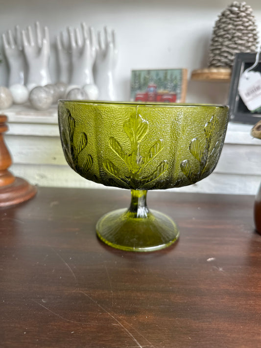 Vintage Glass Footed Pedestal Bowl