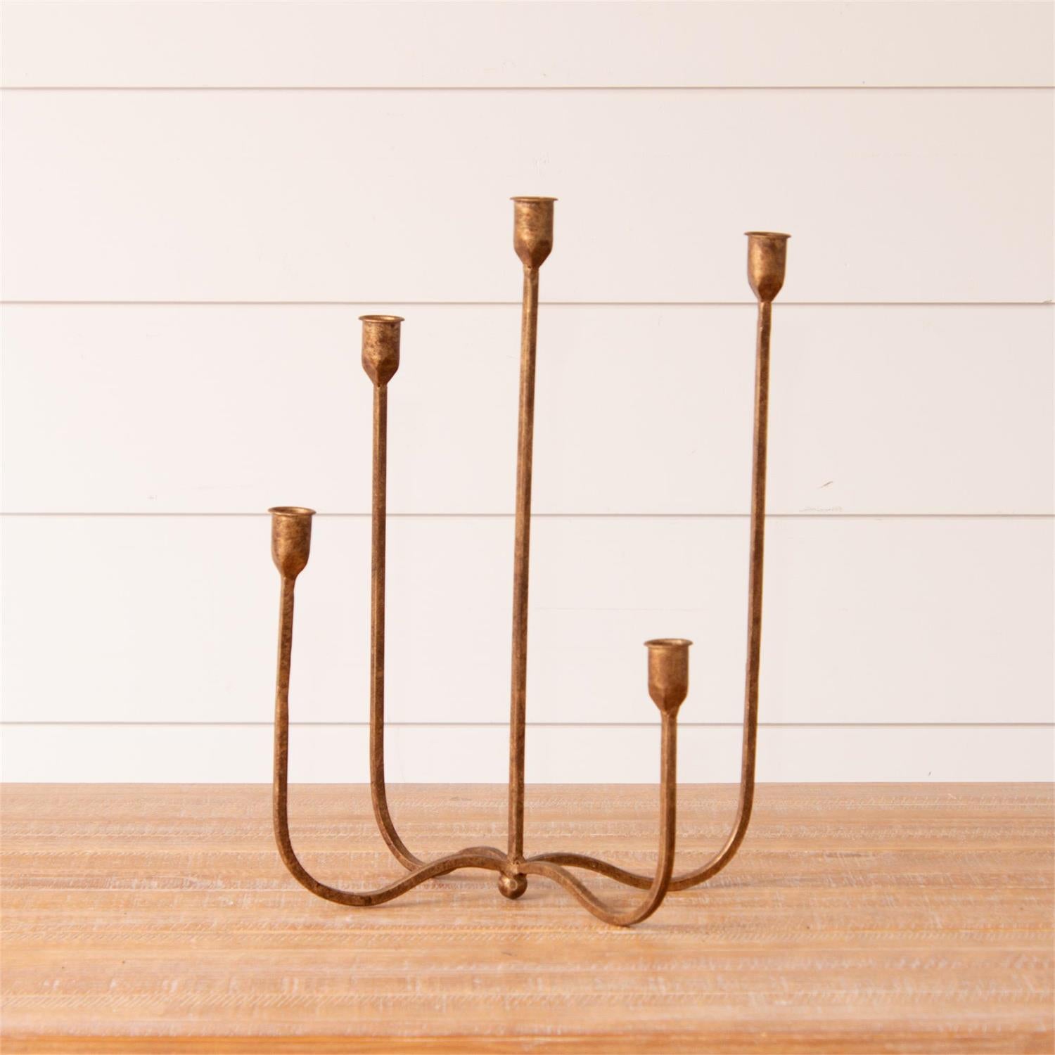 Hand Forged Metal Candelabra, Brass