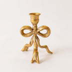 Candle Holder - Gold Metal Tied Bow