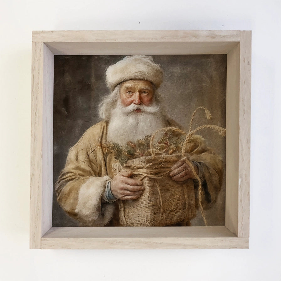 Vintage Santa Art Framed