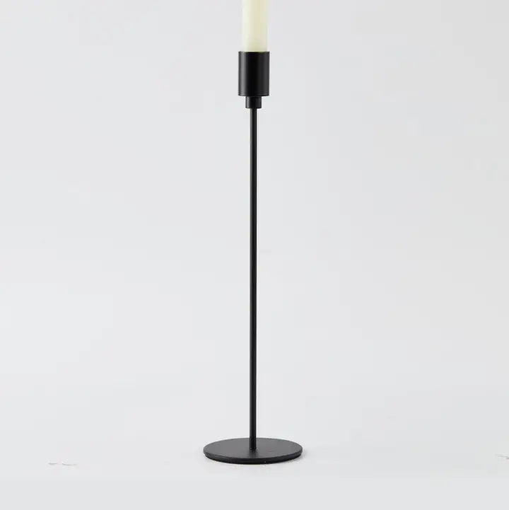 Metal Single Taper Candle Holder, Black