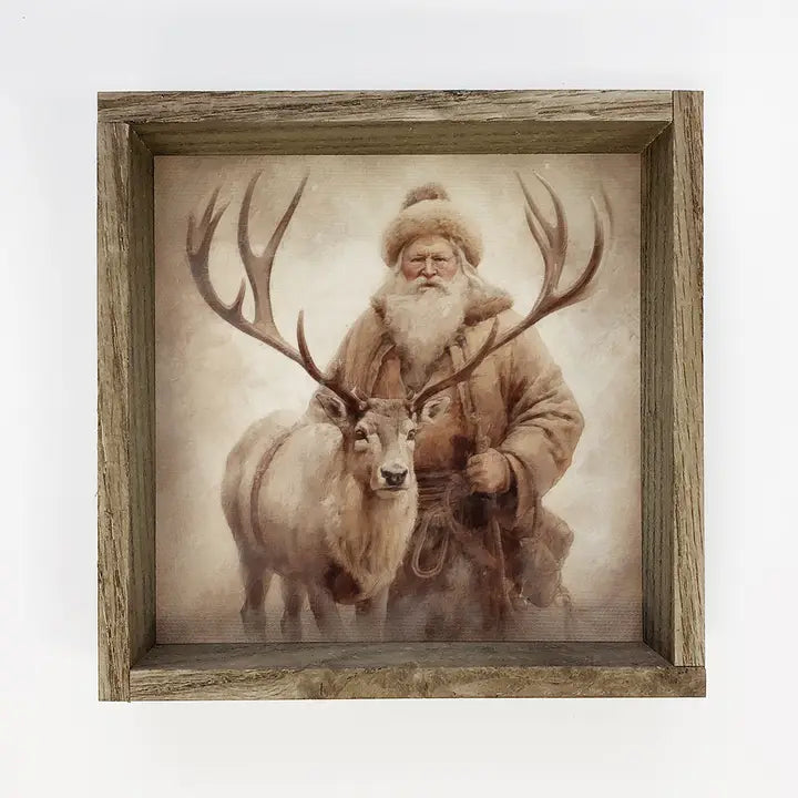 Vintage Santa Art Framed