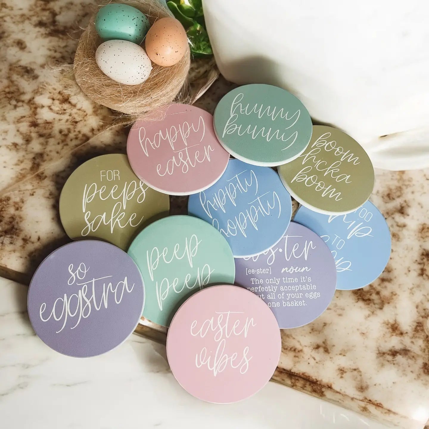 Coffee Bar Spring Ceramic Coasters