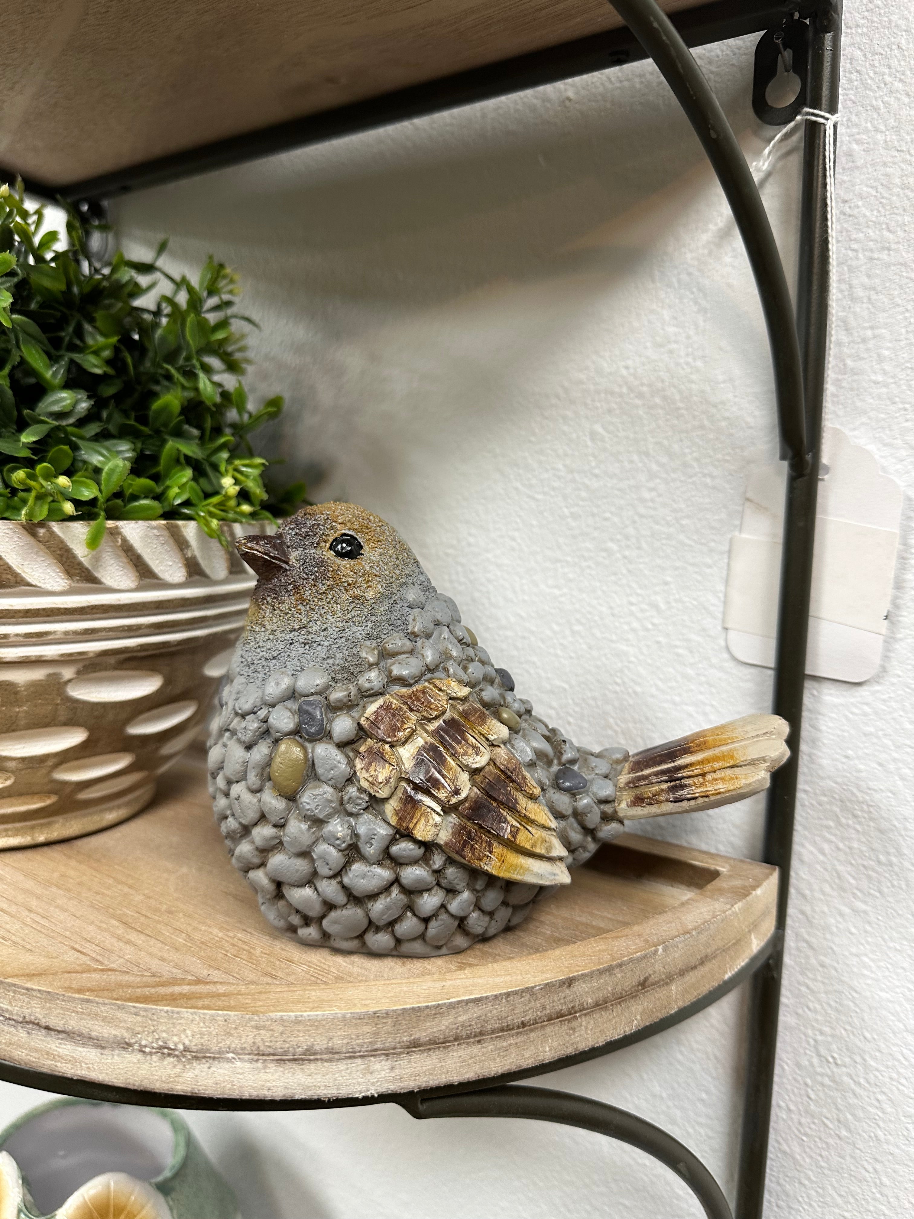 Blue Pebble Bird Figurine