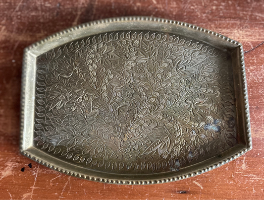 Vintage Metal Brass Tray Plate