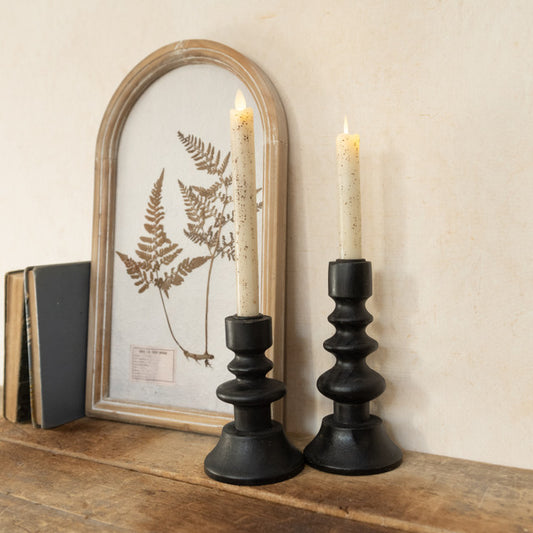 Black Wood Candle Holder