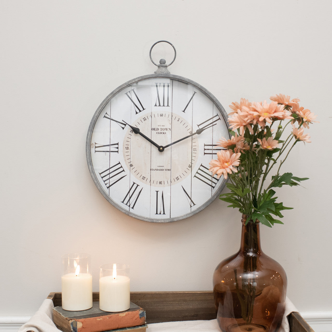 Grey and White Pendant Wall Clock