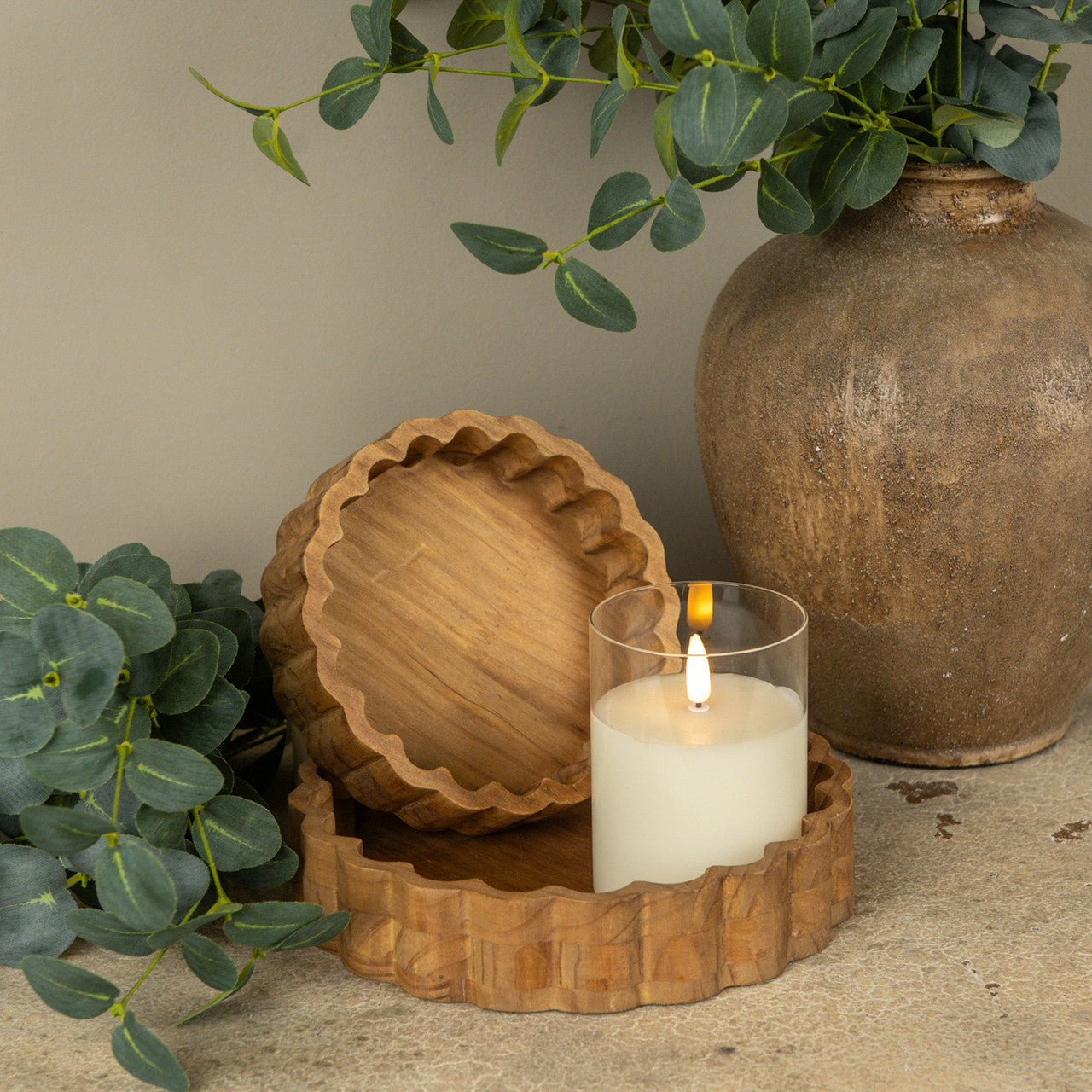 Scalloped Wood Trays