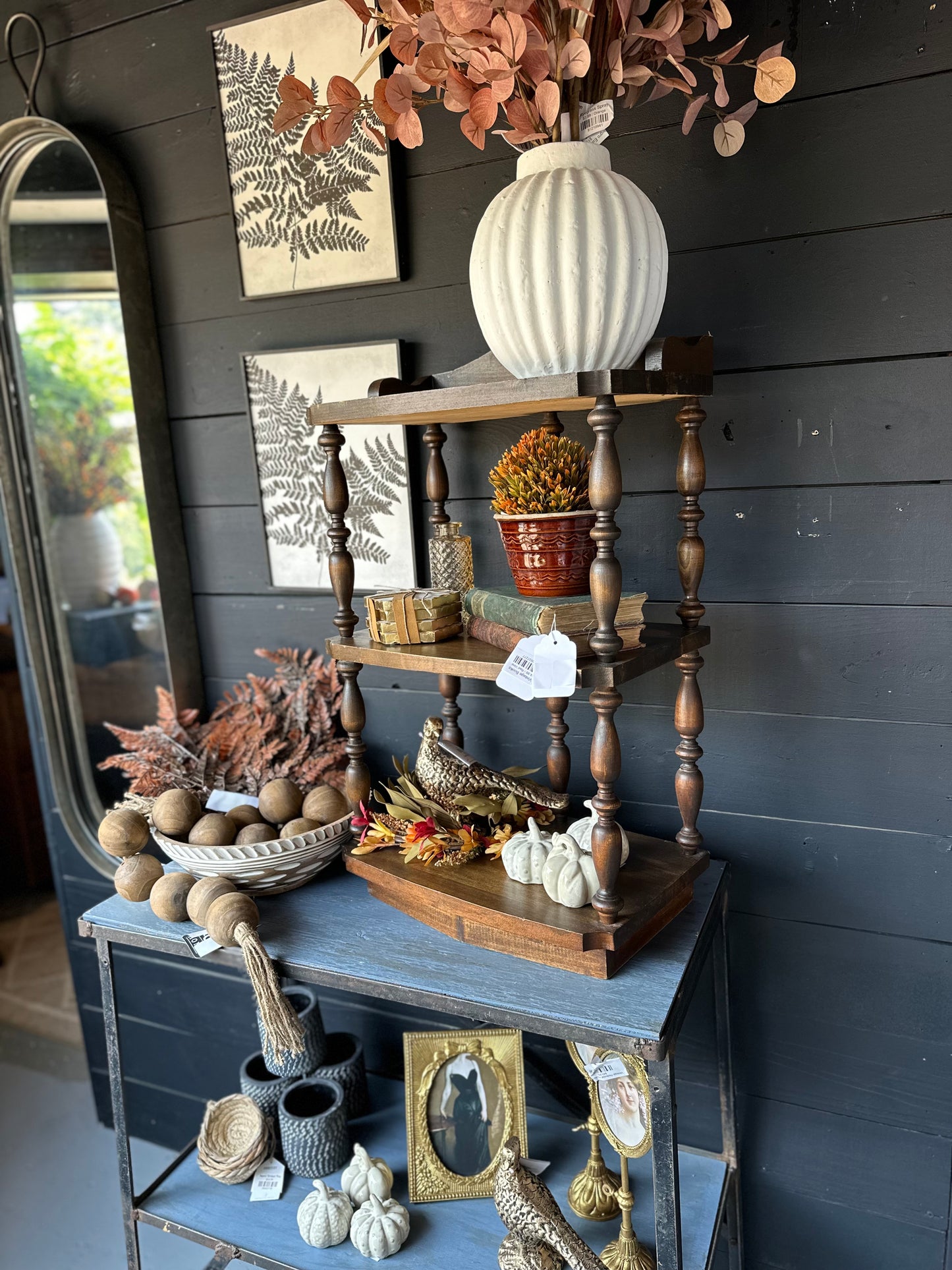 Vintage Wood Three Tier Shelf